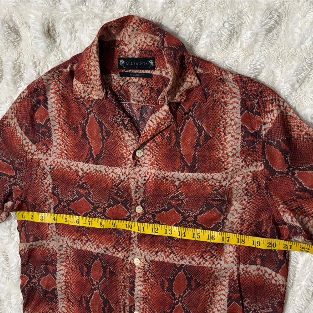 All Saints Red Snake Print Casual Button Down Shirt - Picture 15 of 15